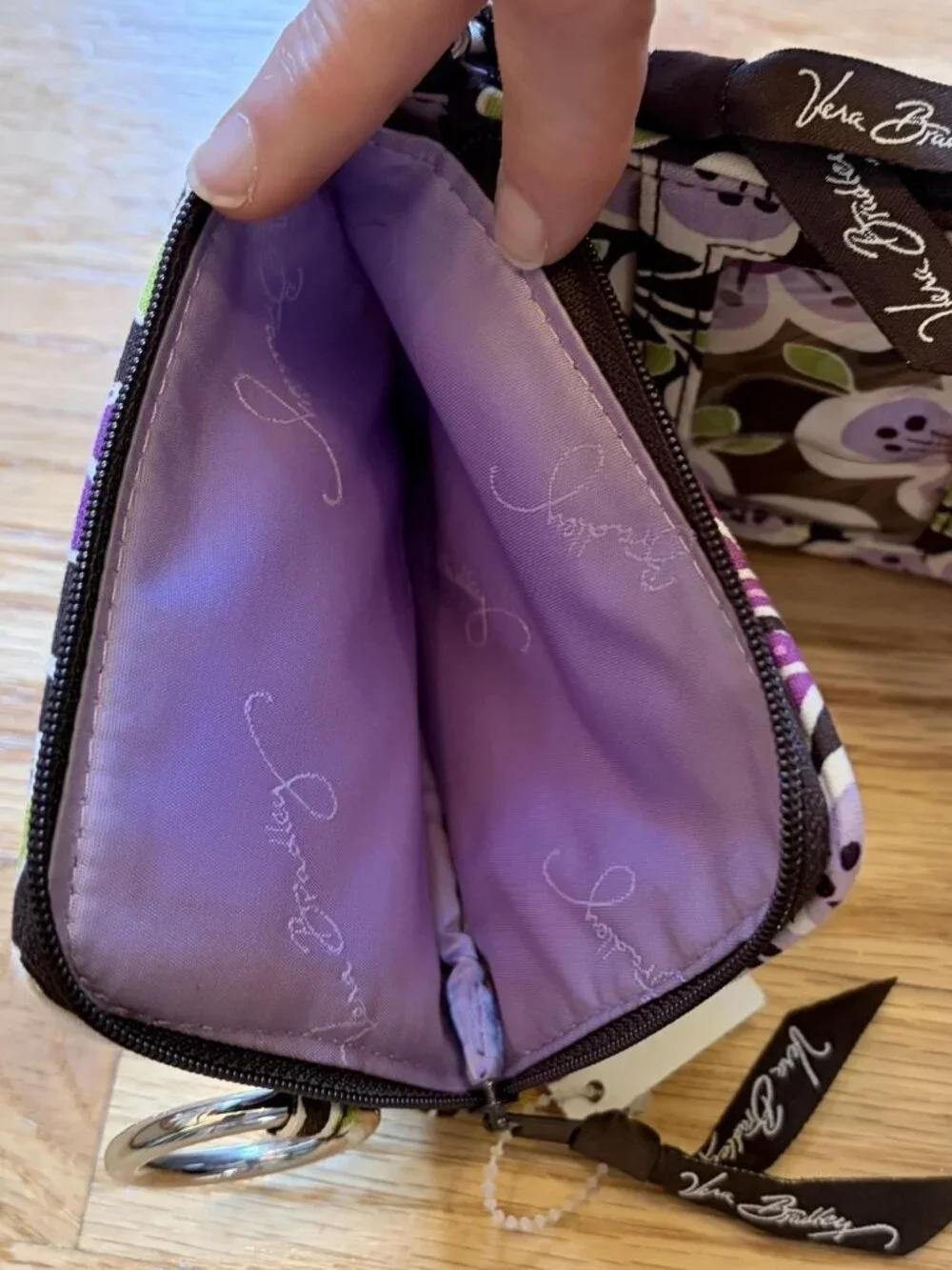 Vera Bradley Retired Plum Petals Double ID Wristlet Bifold Wallet NWT